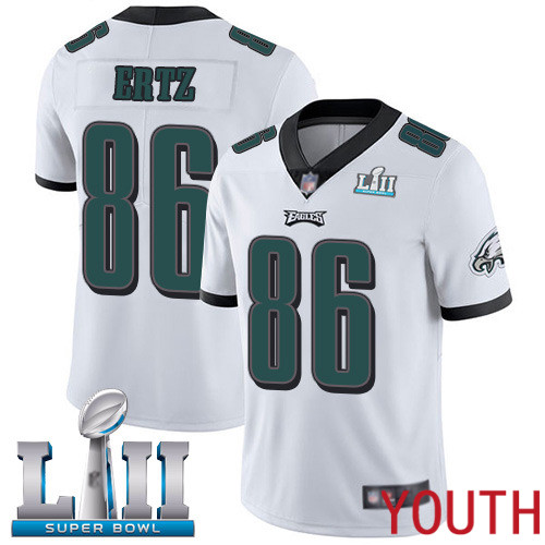 Youth Philadelphia Eagles #86 Zach Ertz White Vapor Untouchable NFL Jersey Limited Player Super Bowl LII Football->nfl t-shirts->Sports Accessory